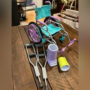 American Girl wheelchair, crutches and accessories. Like new condition